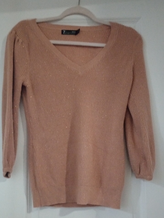 7Th Avenue Design Studio Sweaters - 7th Ave Design Studio Glitter Ribbed Sweater - Camel
